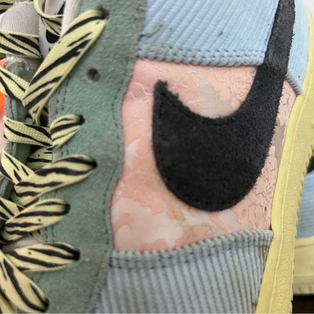 NIKE Air Force One Spring Mix low top Celestine Blue Off Black Sz 12 EU 44.5 - Picture 3 of 9